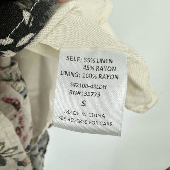 VICI Womens Floral Mini Dress Size S Puff Sleeves Bridal Shower Party Linen Boho - Picture 4 of 15